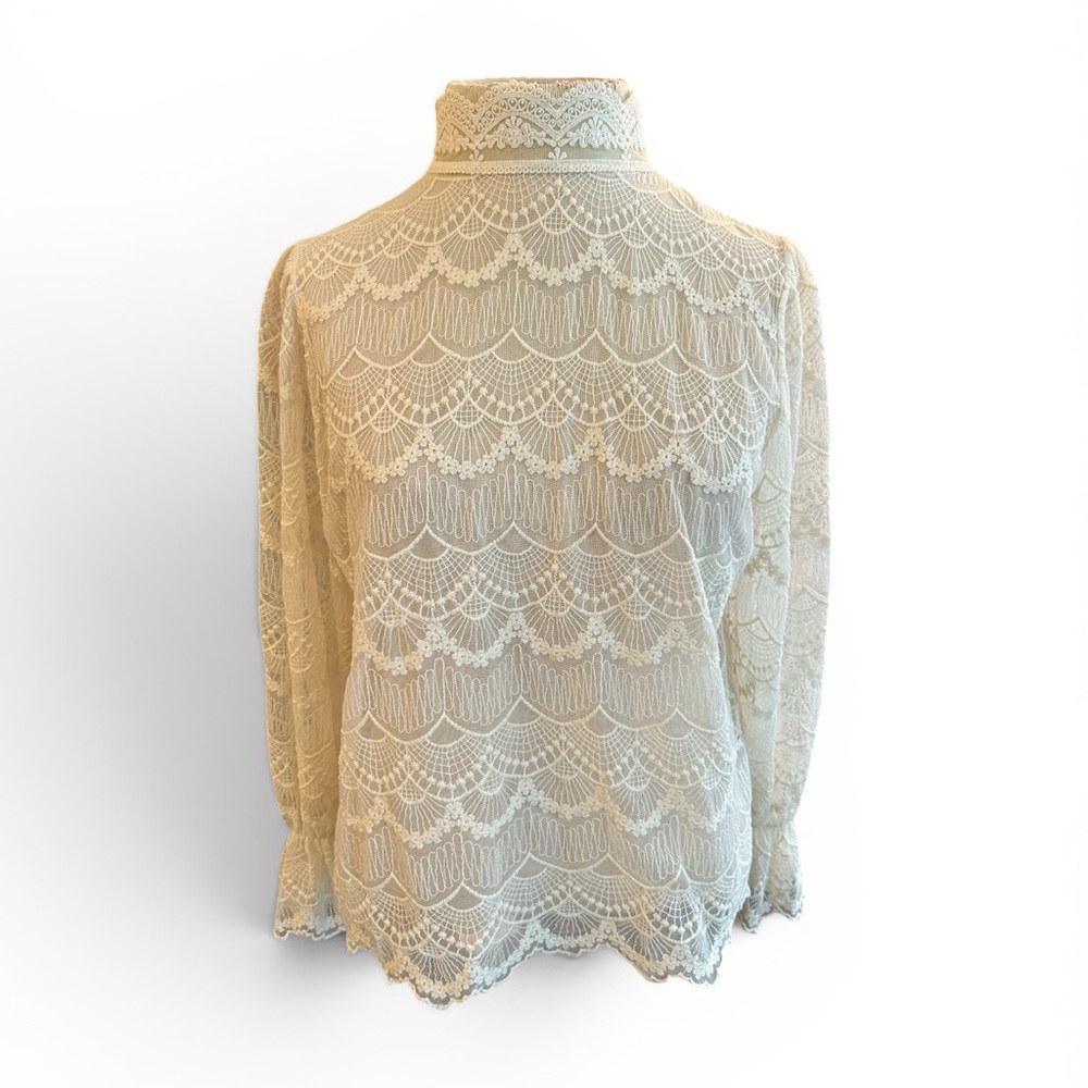 Ivory Lace High-Neck Blouse